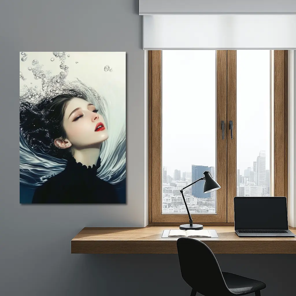 Woman Underwater Dark Fantasy Digital Art – Wall Art