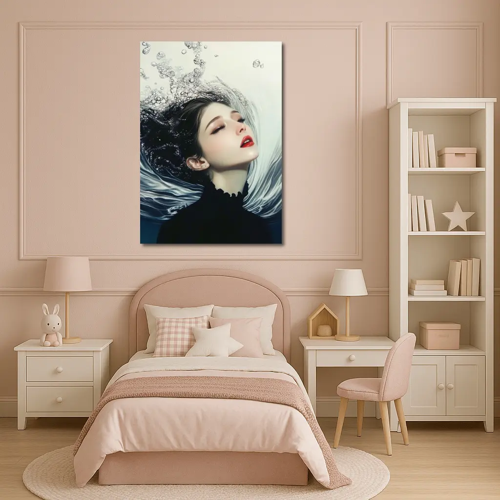 Woman Underwater Dark Fantasy Digital Art – Wall Art