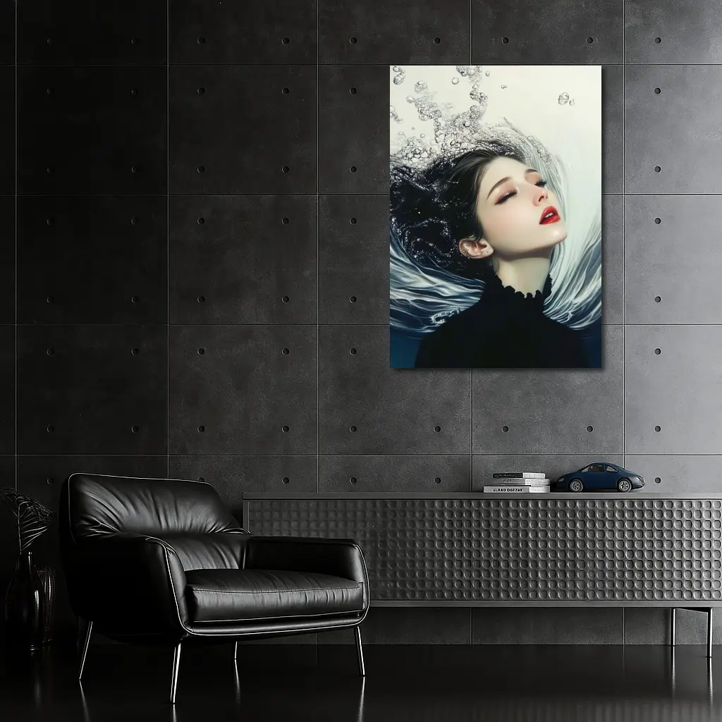 Woman Underwater Dark Fantasy Digital Art – Wall Art