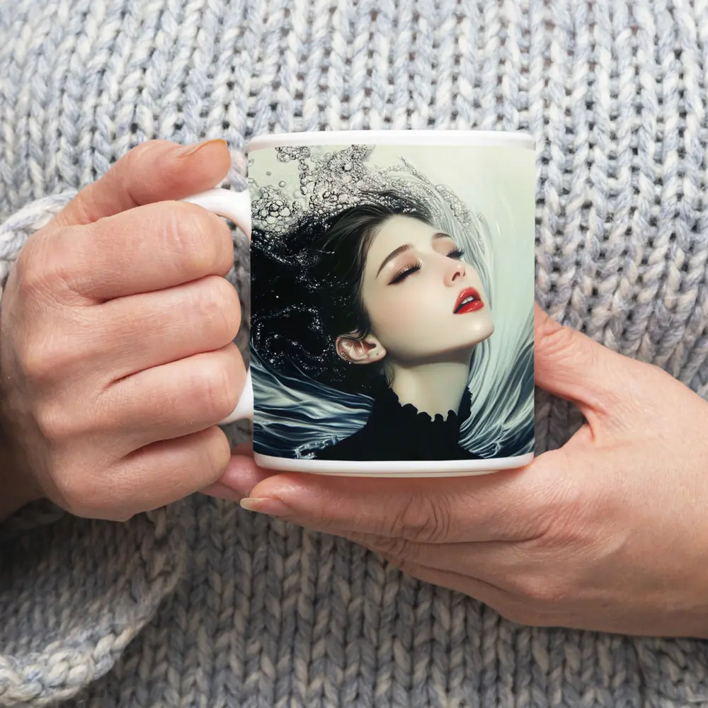 Woman Underwater Dark Fantasy Digital Art – Mugs