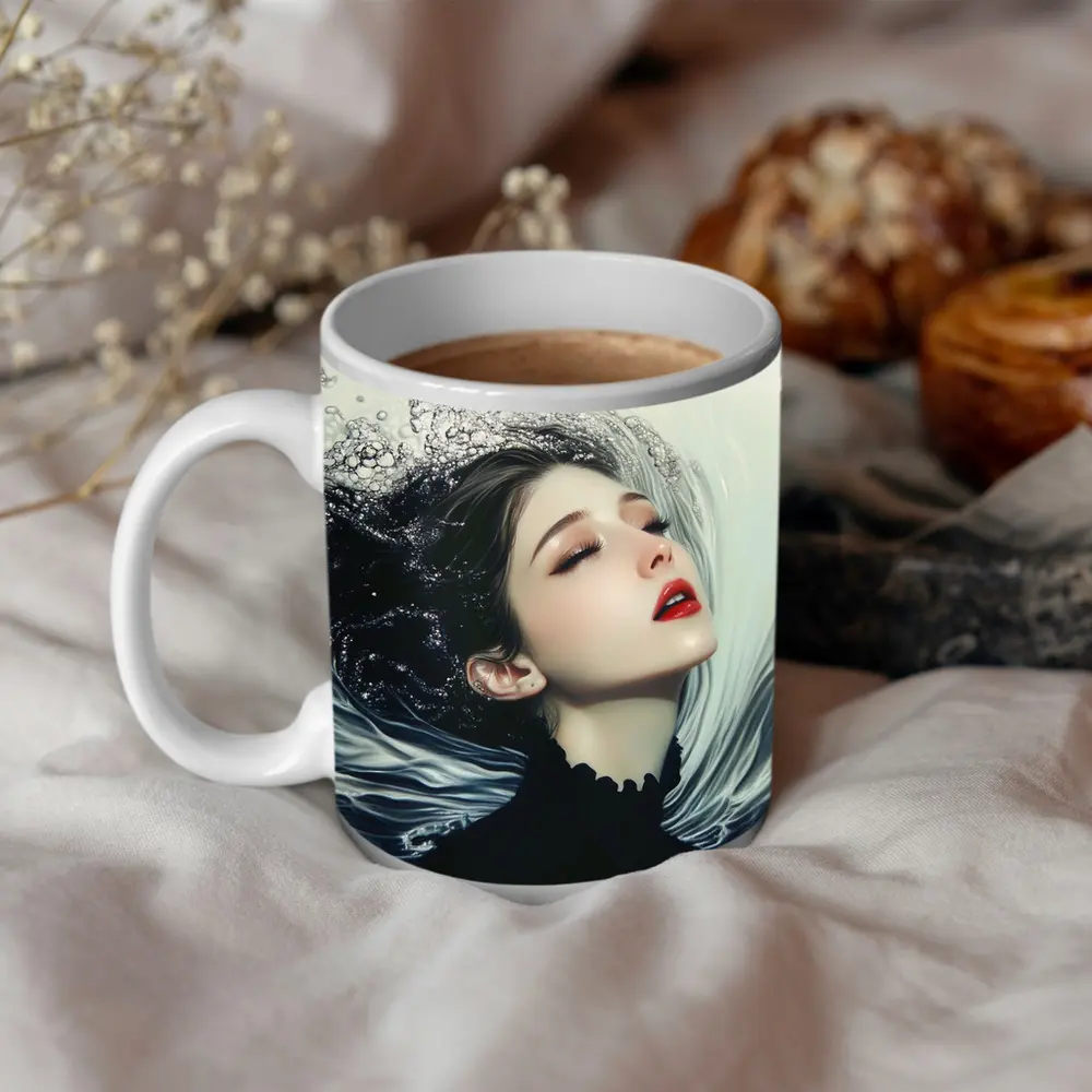 Woman Underwater Dark Fantasy Digital Art – Mugs