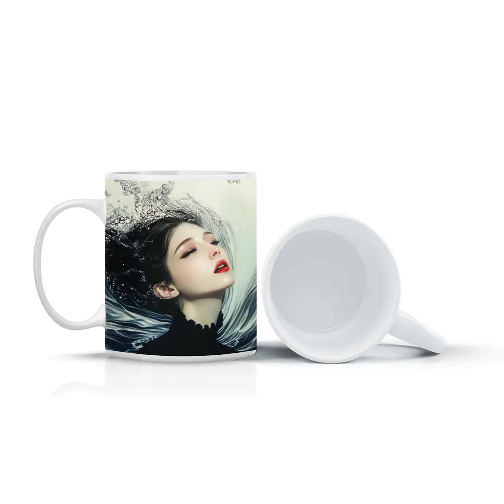 Woman Underwater Dark Fantasy Digital Art – Mugs