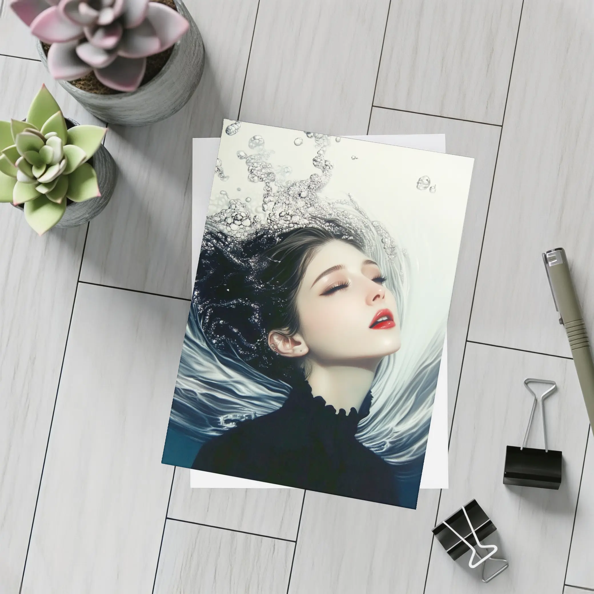 Woman Underwater Dark Fantasy Digital Art – Postcards