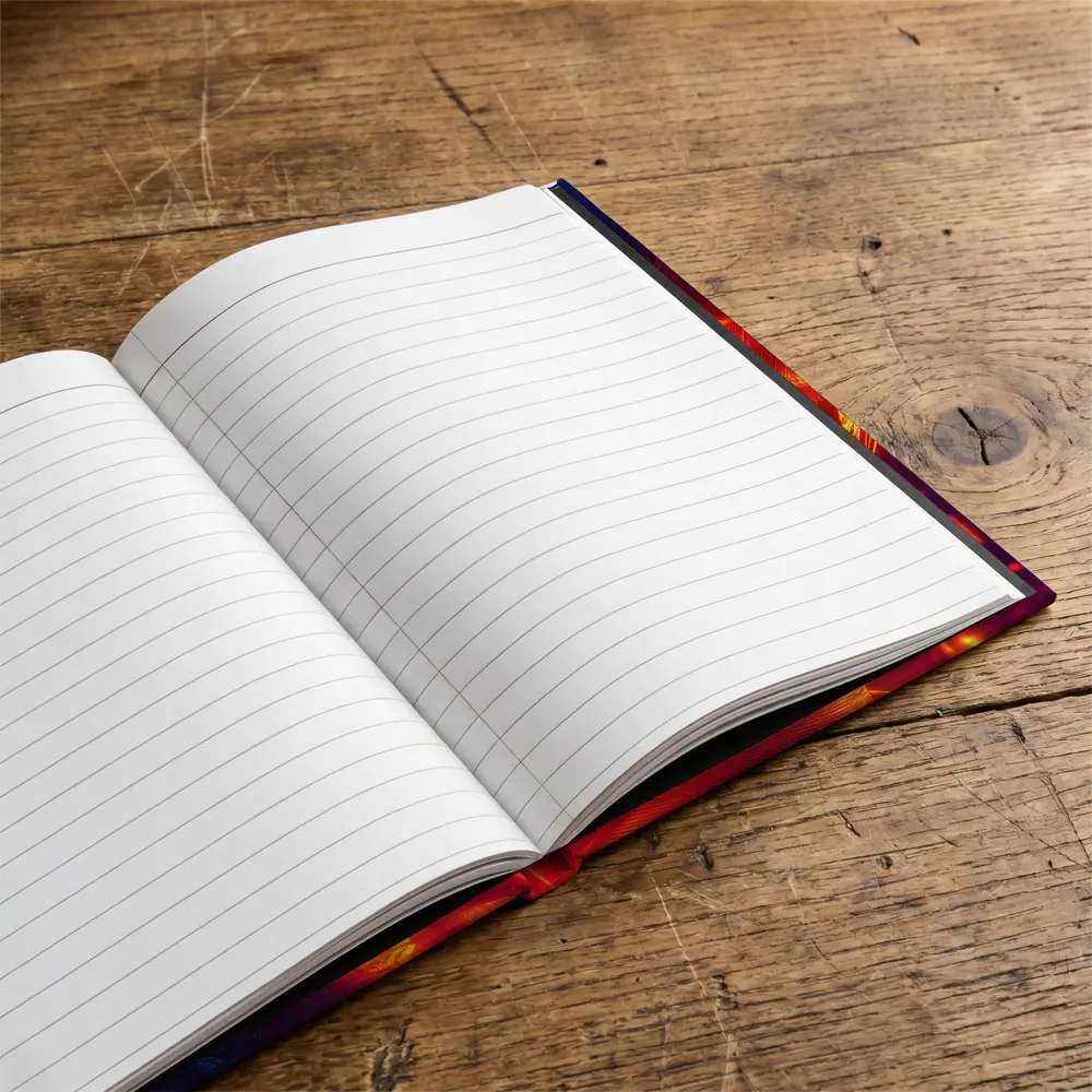 Neon Ninja Warrior Glowing Red Fire Background – Notebooks