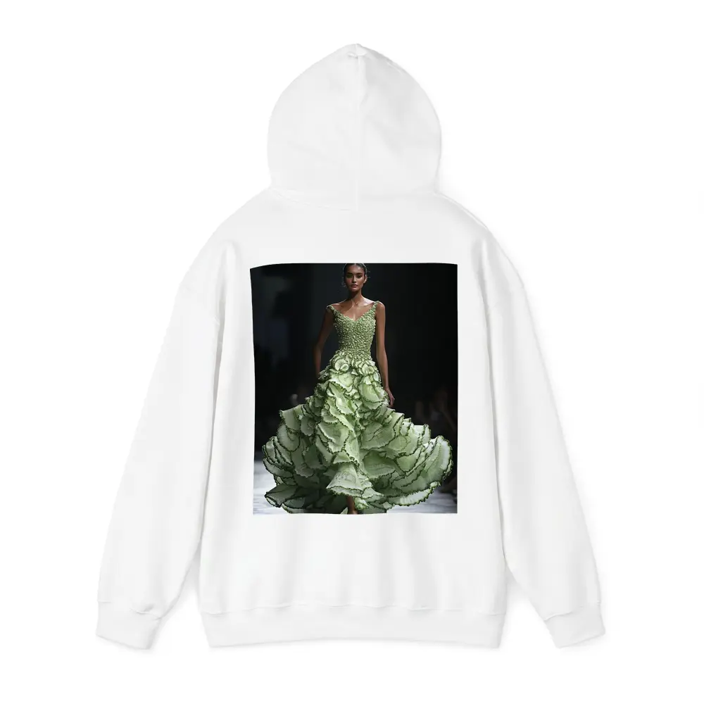 Green Ruffled Floral Gown Runway Fashion – Hoodies
