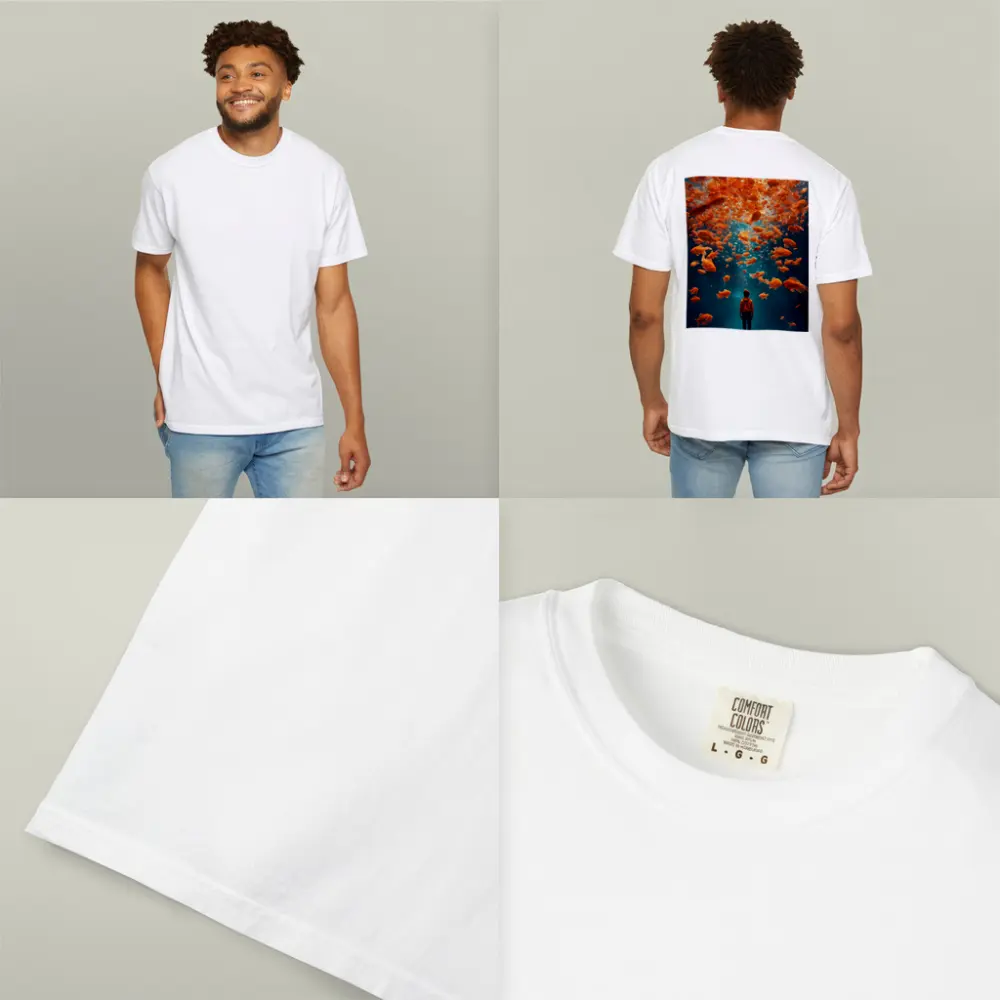 Man Standing Underwater Surrounded By Goldfish – T-Shirts