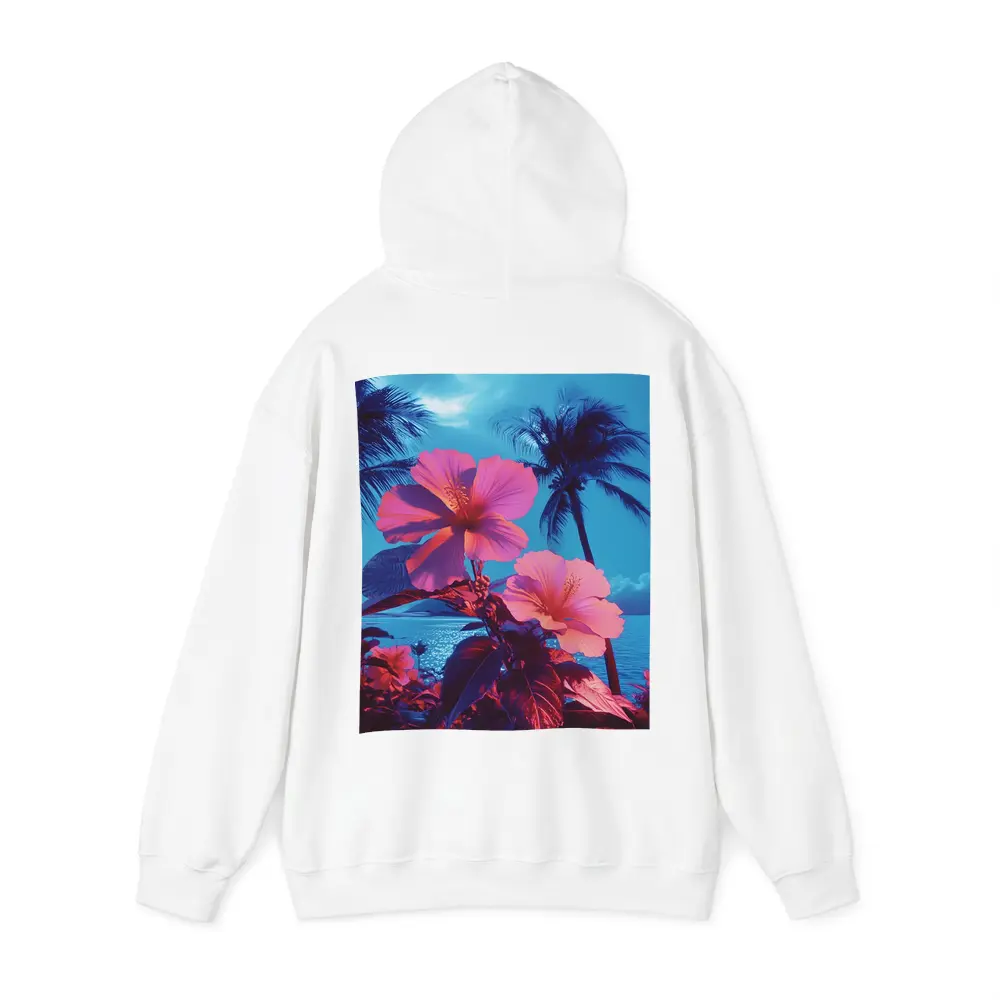 Pink Hibiscus Flowers Tropical Ocean Blue Sky – Hoodies