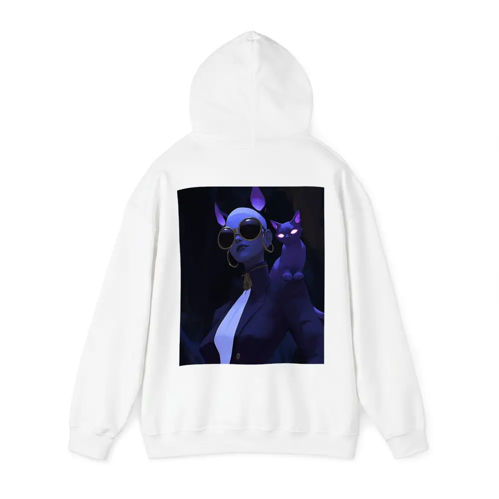 Cat Girl Dark Fantasy Portrait Neon Art – Hoodies