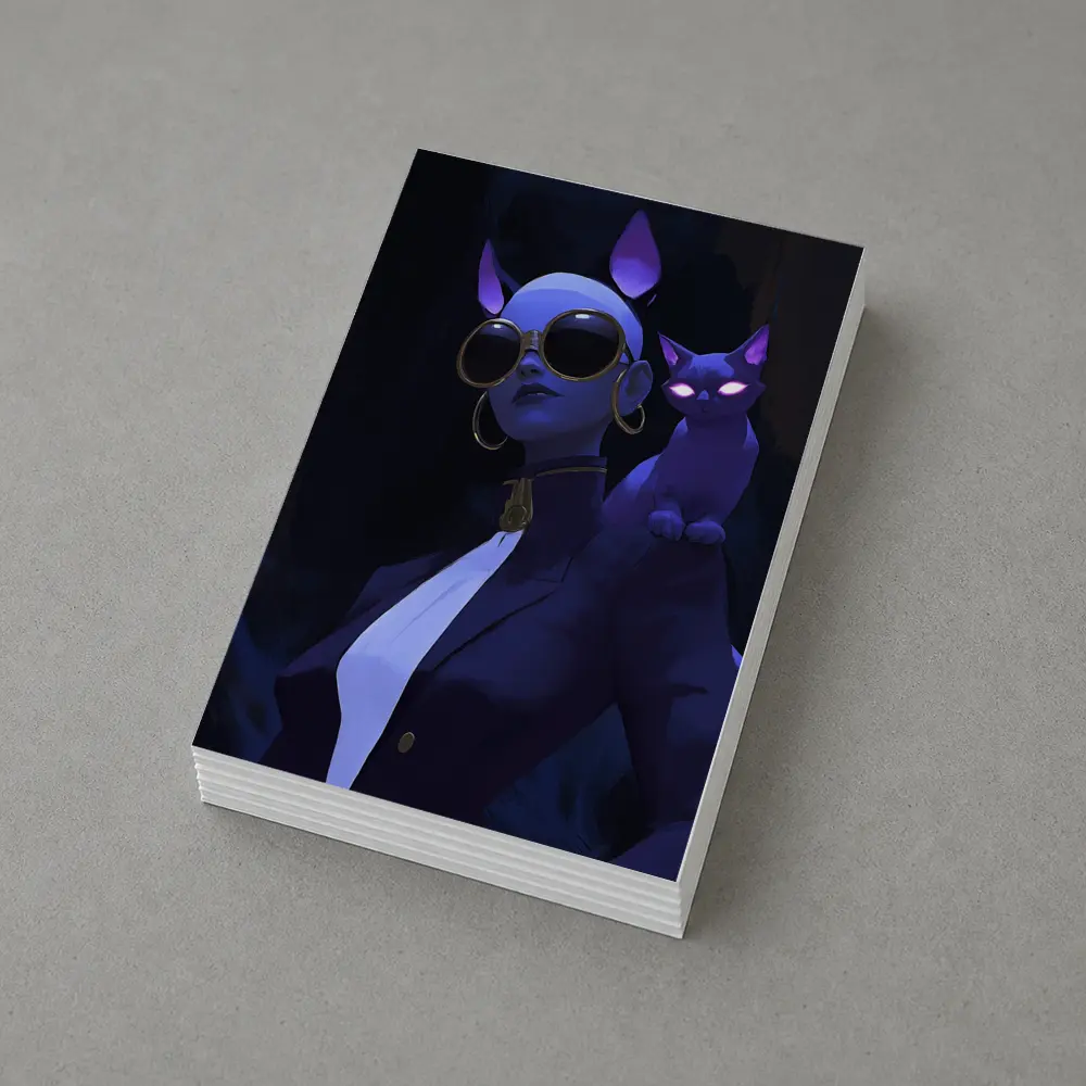 Cat Girl Dark Fantasy Portrait Neon Art – Postcards