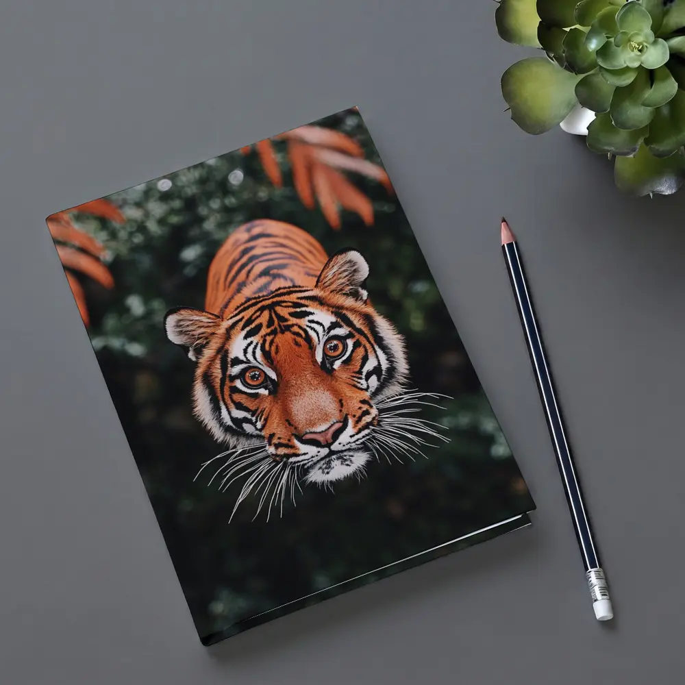 Bengal Tiger Face Green Jungle Foliage – Notebooks