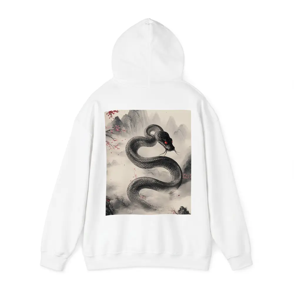 Black Snake Cherry Blossoms Japanese Ink Art – Hoodies