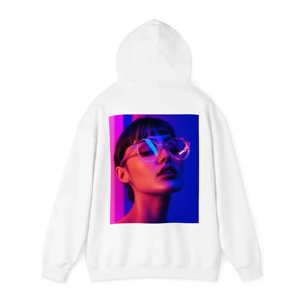 Woman Neon Lights Blue Pink Portrait – Hoodies