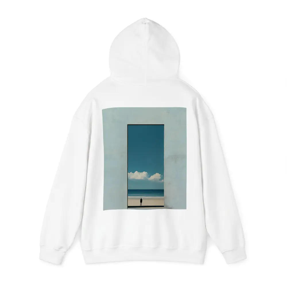 Lone Figure Ocean View Minimalist Blue Art – Hoodies