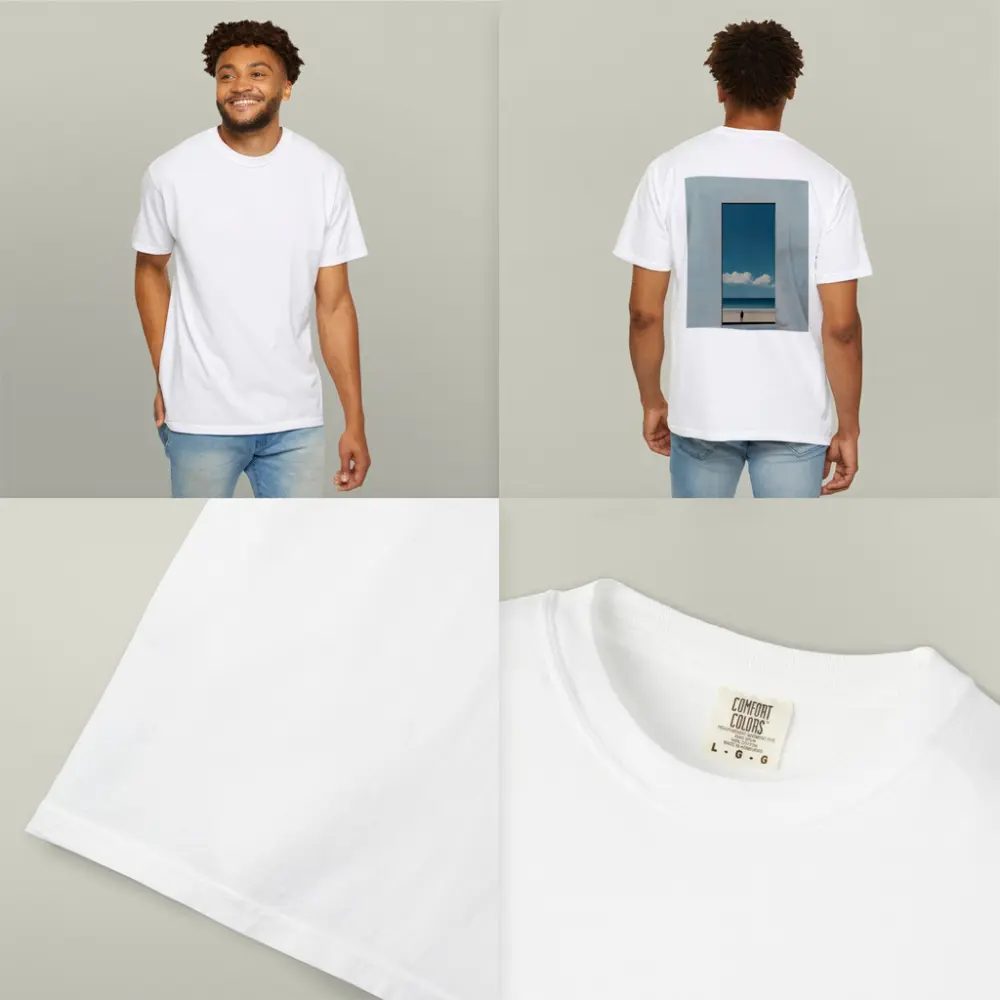 Lone Figure Ocean View Minimalist Blue Art – T-Shirts