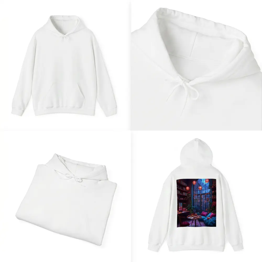 Cozy Bohemian Reading Room Night Glowing – Hoodies