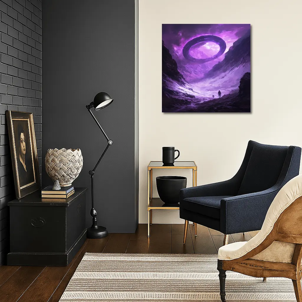UFO Spaceship Over Alien Rocky Canyon – Wall Art