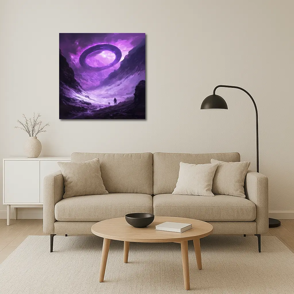 UFO Spaceship Over Alien Rocky Canyon – Wall Art