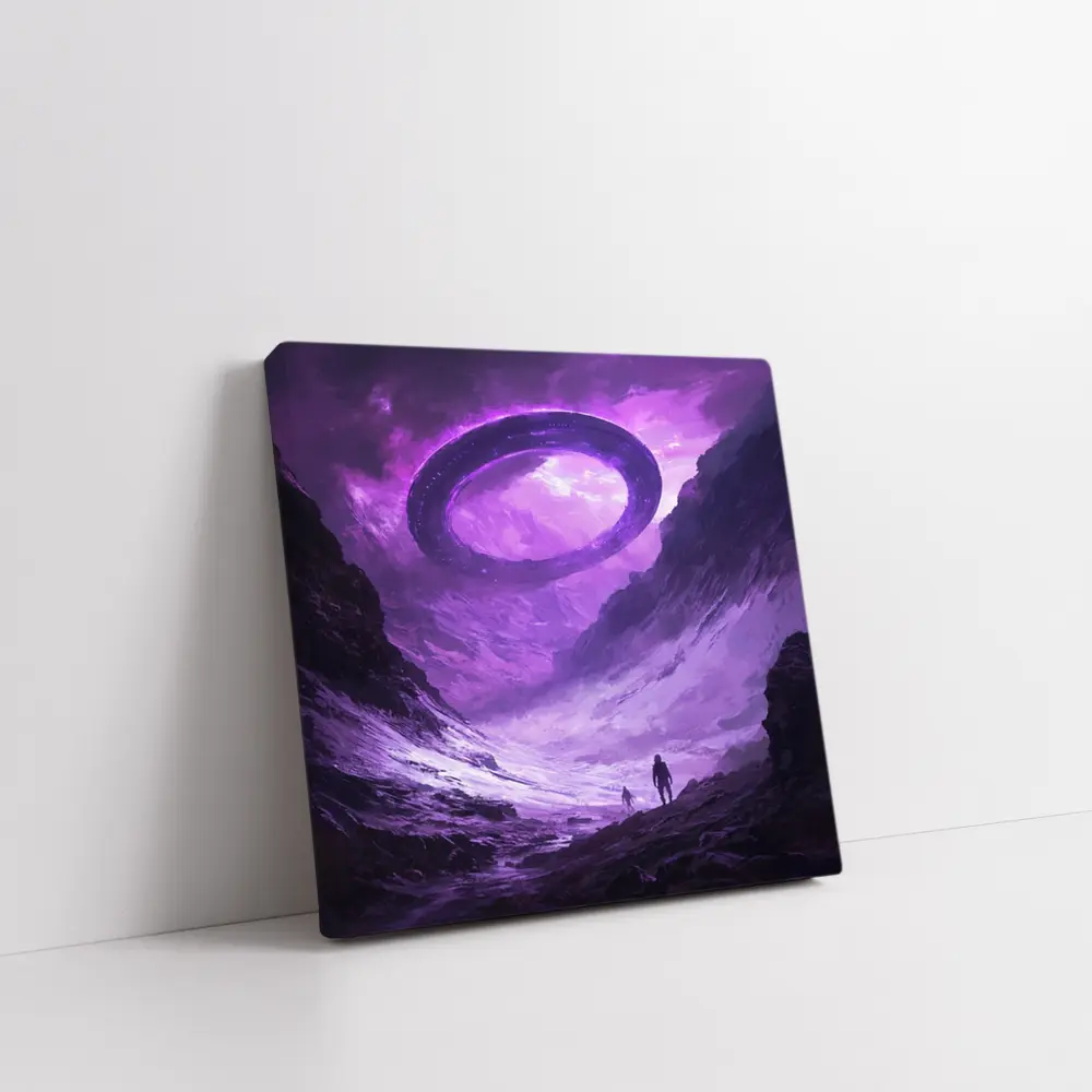 UFO Spaceship Over Alien Rocky Canyon – Wall Art