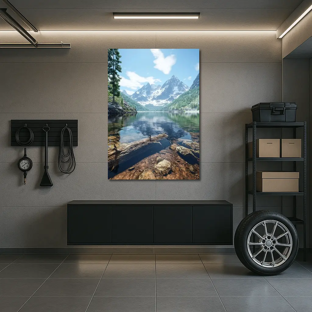 Snow Mountain Lake Clear Water Reflection – Wall Art