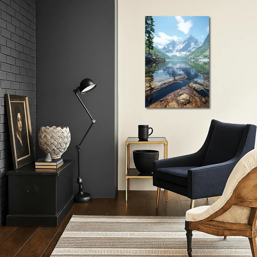 Snow Mountain Lake Clear Water Reflection – Wall Art