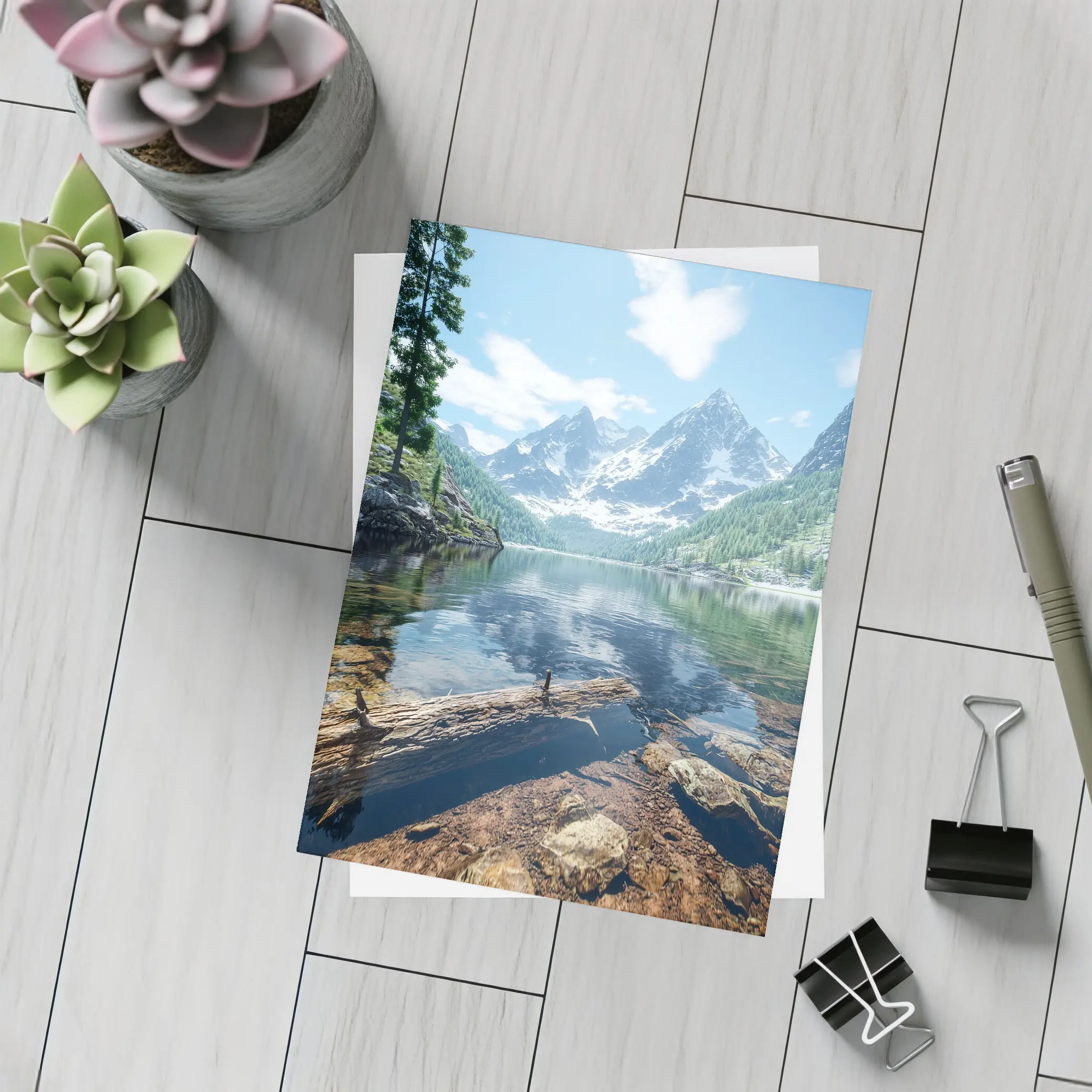 Snow Mountain Lake Clear Water Reflection – Postcards