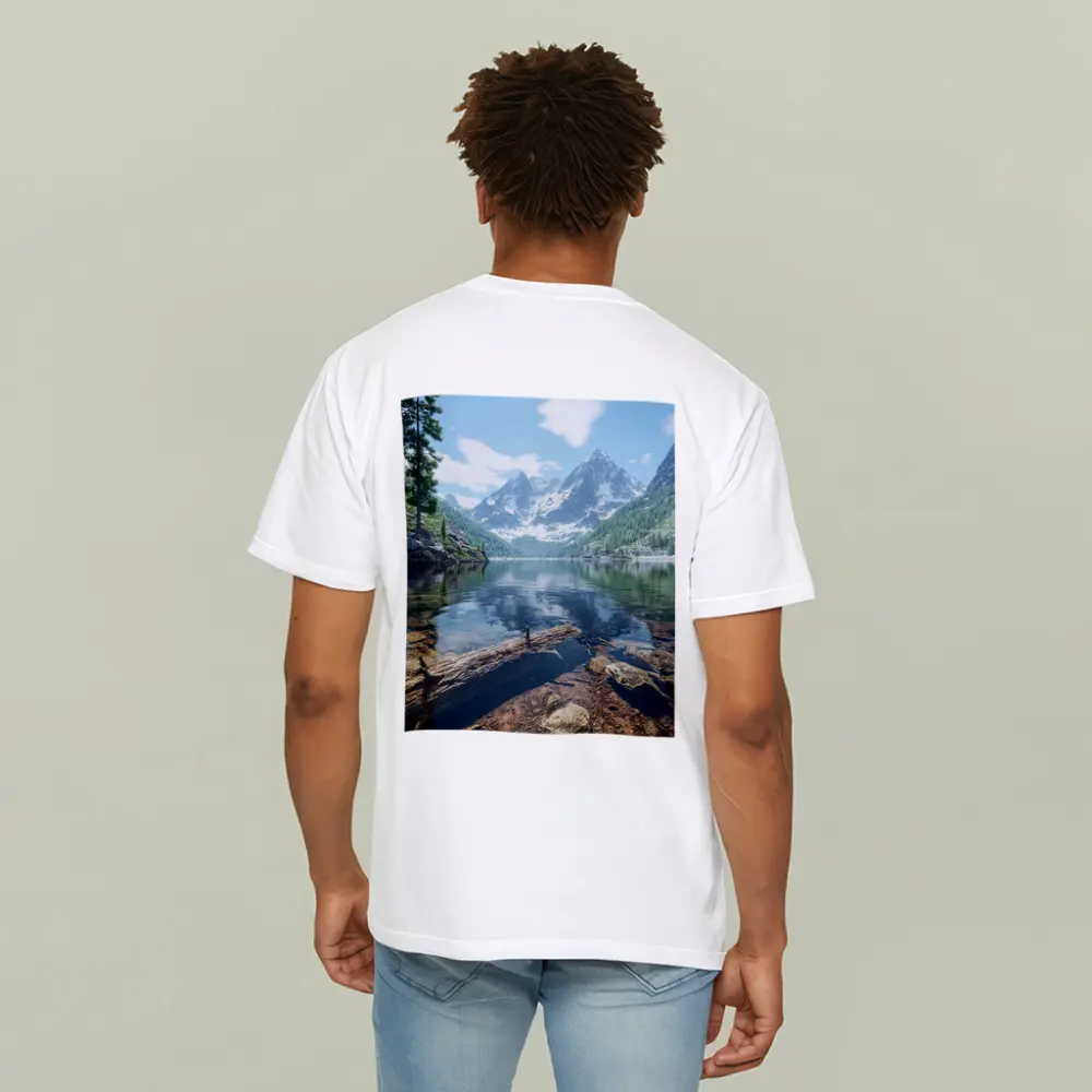 Snow Mountain Lake Clear Water Reflection – T-Shirts