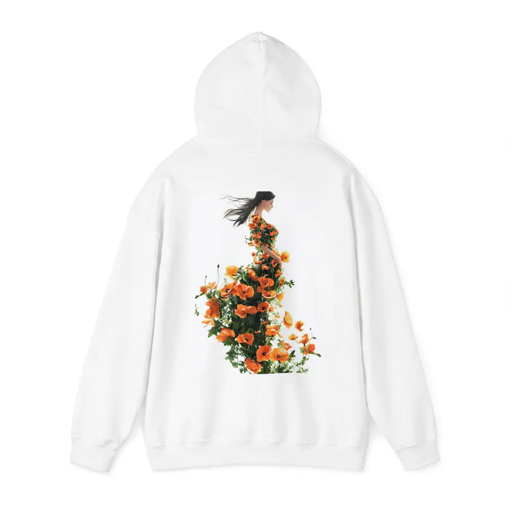 Woman Silhouette Orange Poppy Floral Dress – Hoodies