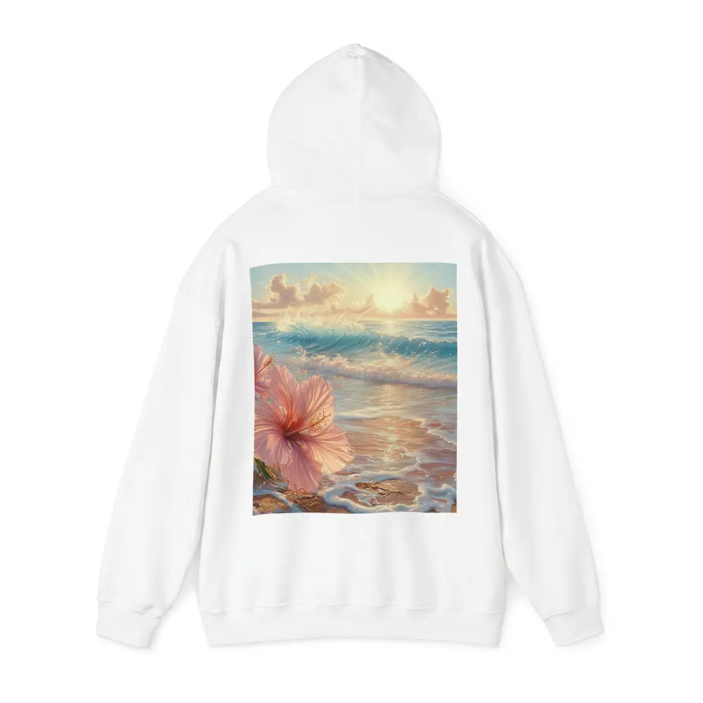 Pink Hibiscus Flower Tropical Beach Sunrise – Hoodies