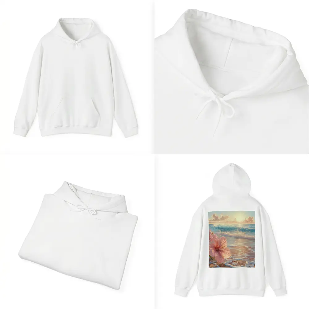 Pink Hibiscus Flower Tropical Beach Sunrise – Hoodies