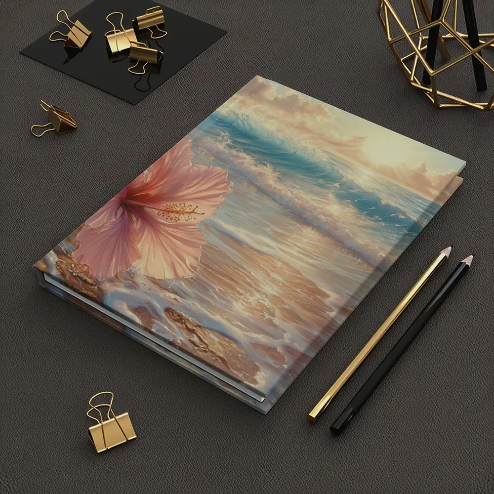 Pink Hibiscus Flower Tropical Beach Sunrise – Notebooks