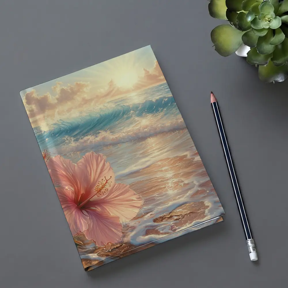 Pink Hibiscus Flower Tropical Beach Sunrise – Notebooks