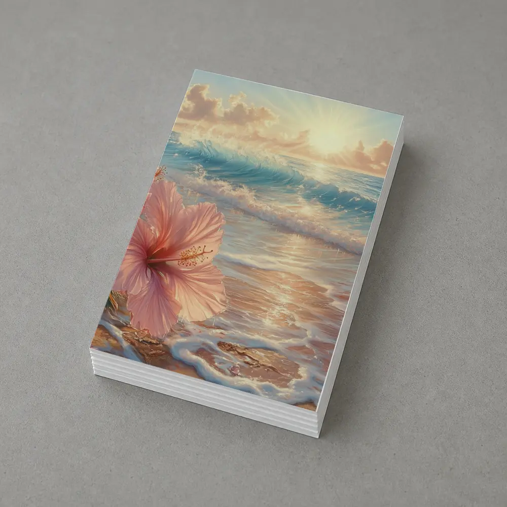 Pink Hibiscus Flower Tropical Beach Sunrise – Postcards