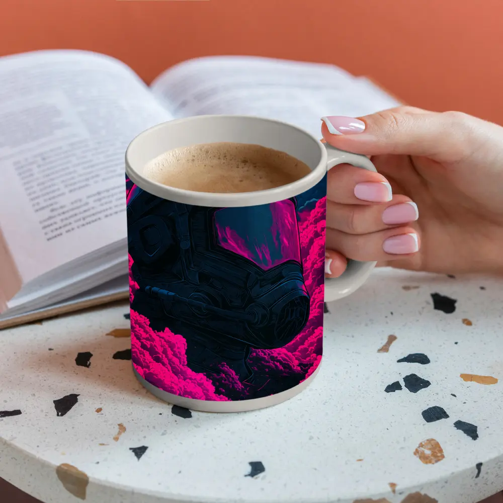 Astronaut Helmet Pink Neon Dark Clouds – Mugs