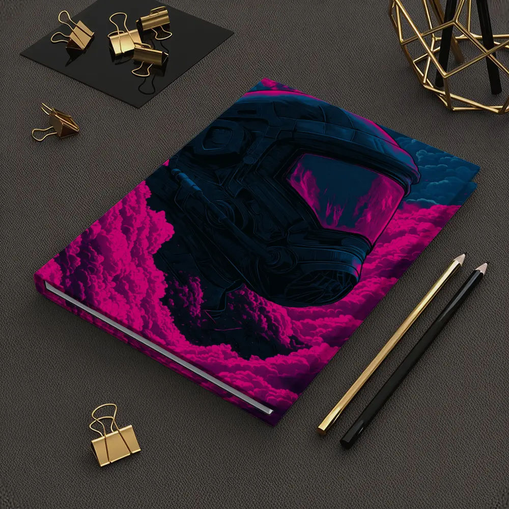Astronaut Helmet Pink Neon Dark Clouds – Notebooks