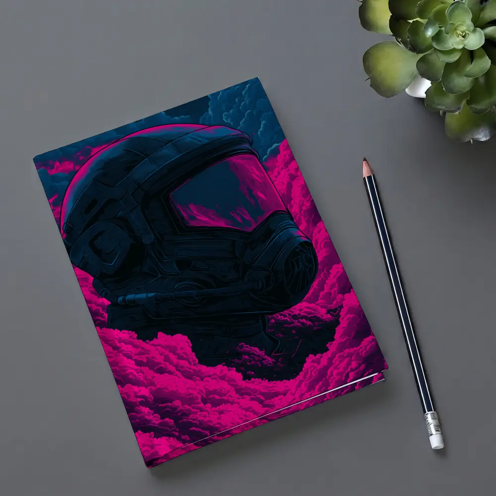 Astronaut Helmet Pink Neon Dark Clouds – Notebooks