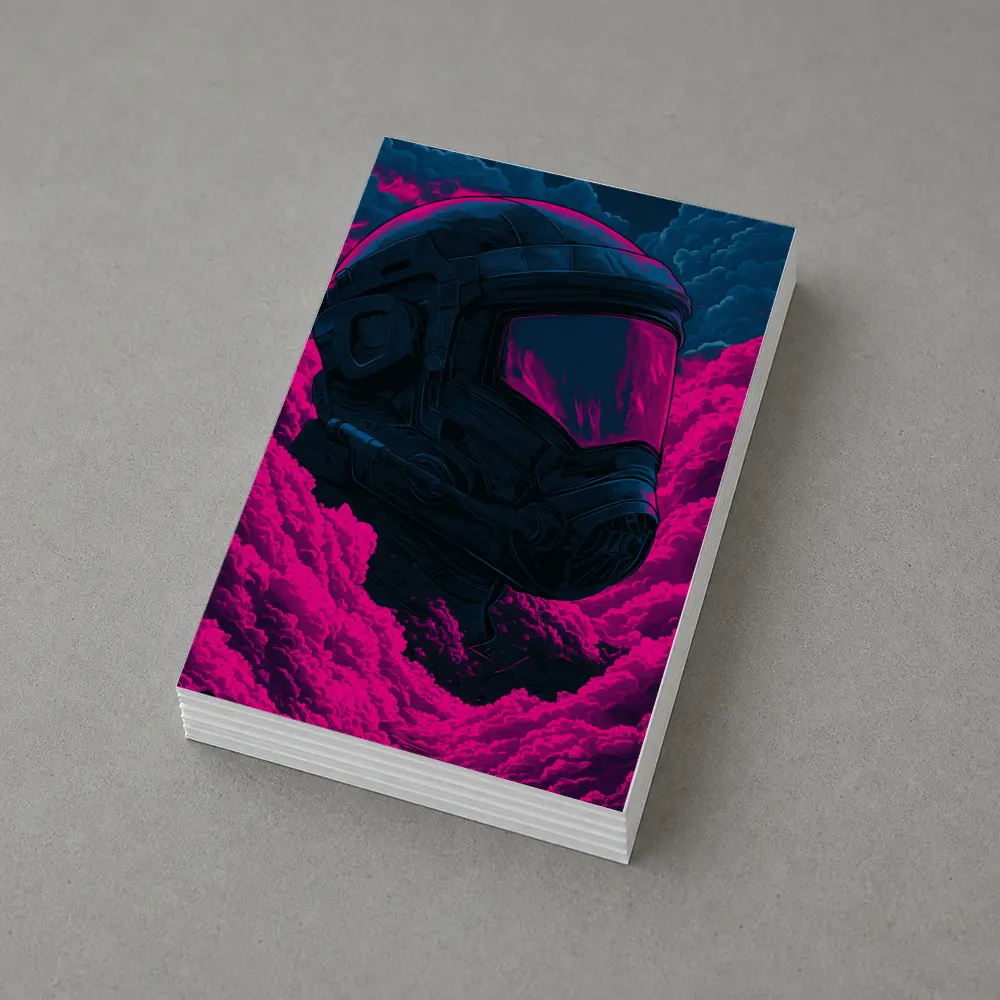 Astronaut Helmet Pink Neon Dark Clouds – Postcards