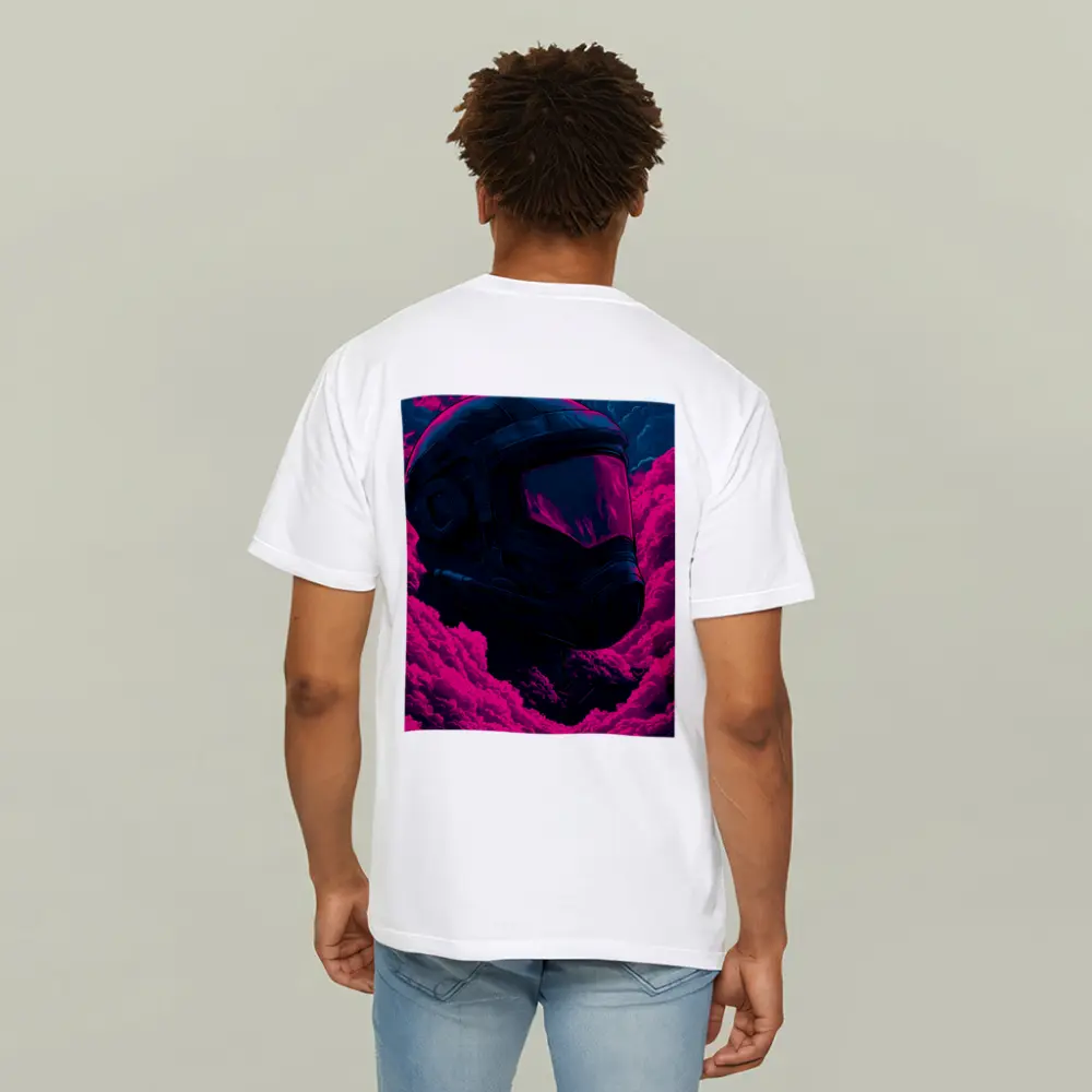 Astronaut Helmet Pink Neon Dark Clouds – T-Shirts