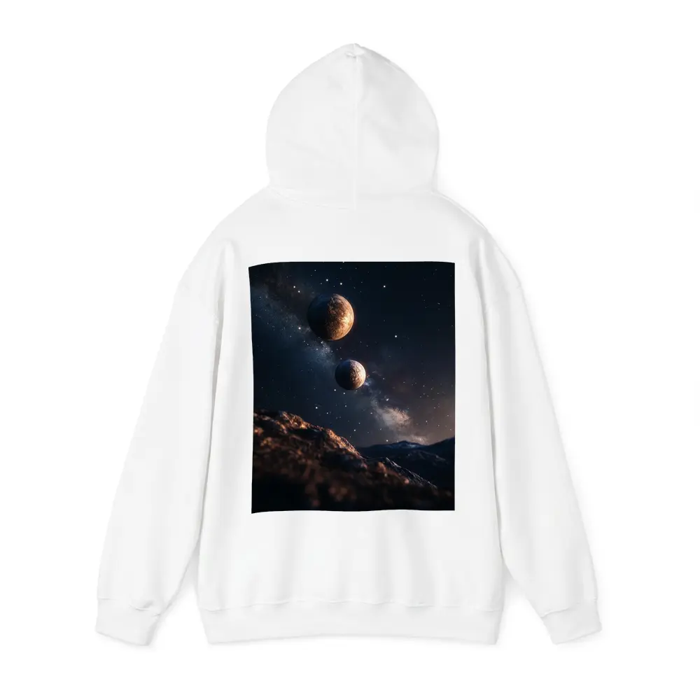 Two Planets Over Rocky Alien Landscape Night – Hoodies