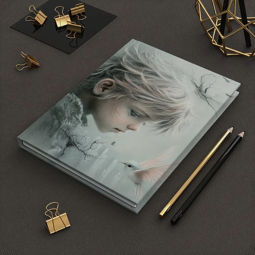 Dreamy Boy With White Bird Fantasy Art – Notebooks