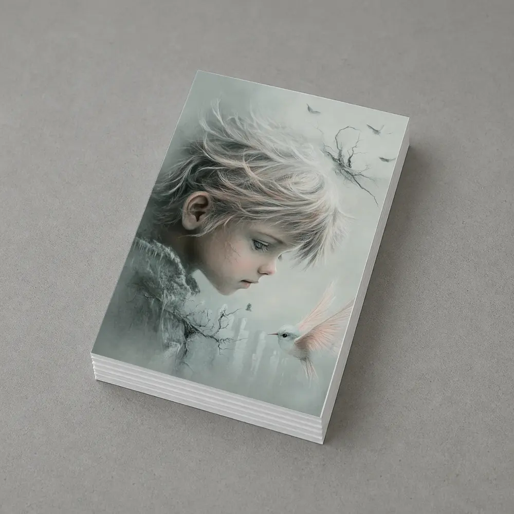 Dreamy Boy With White Bird Fantasy Art – Postcards