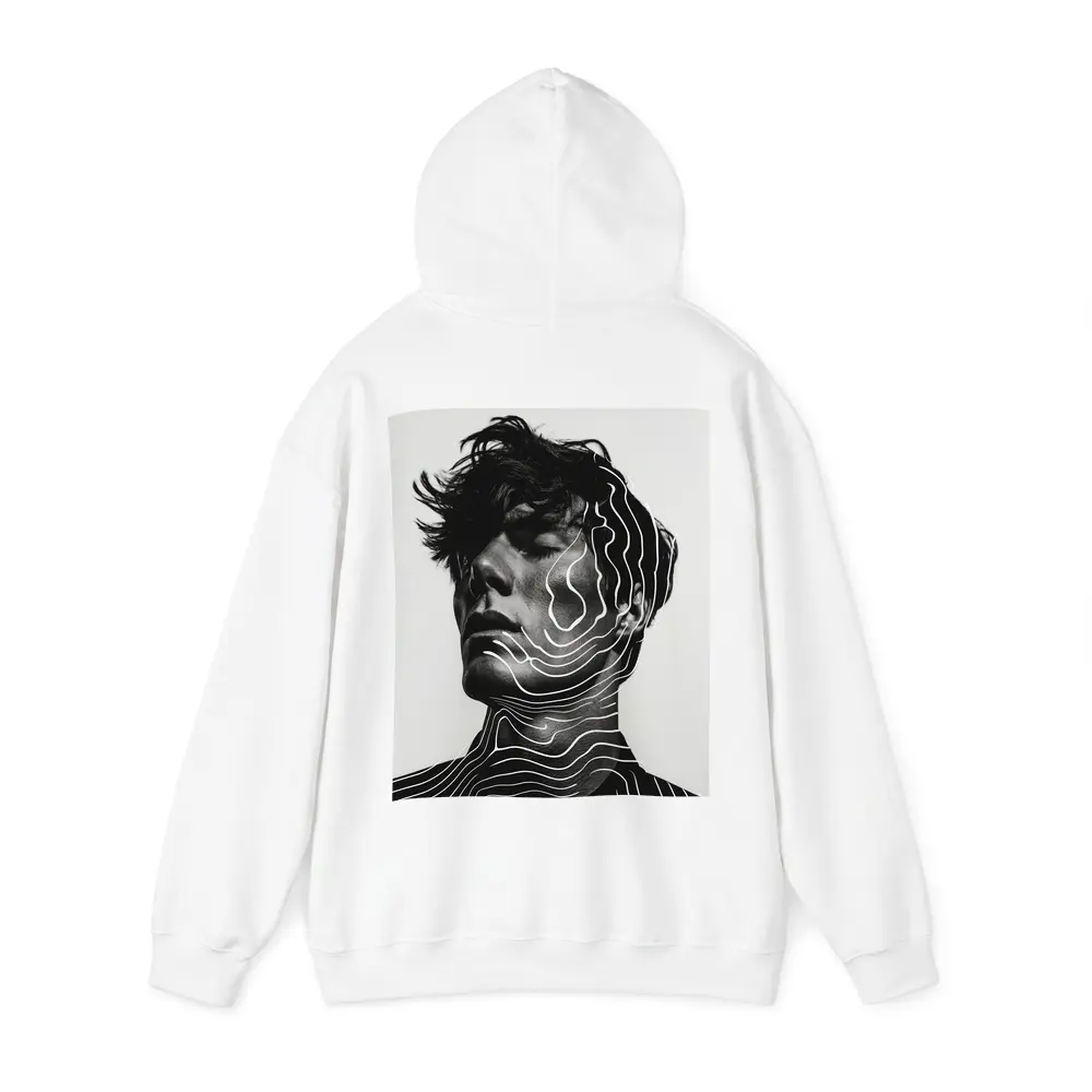 Black White Man Portrait Abstract Line Art – Hoodies