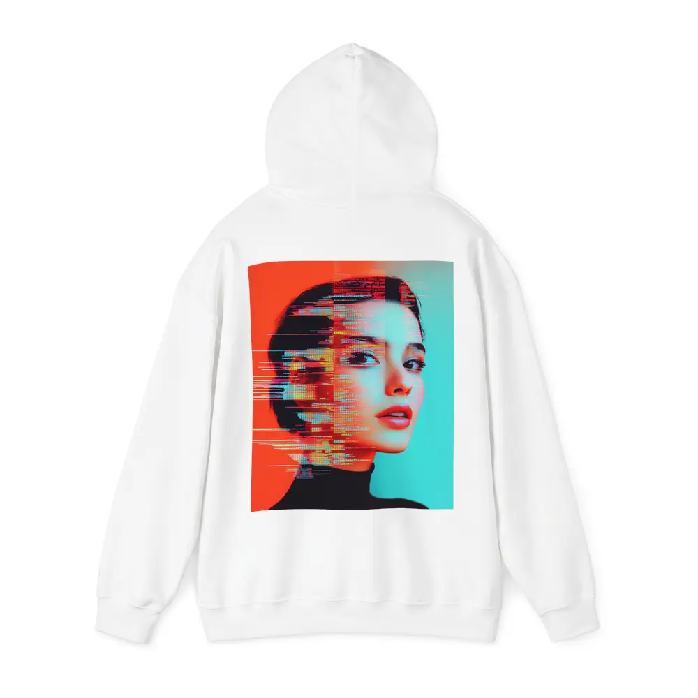 Woman Portrait Glitch Art Red Teal – Hoodies
