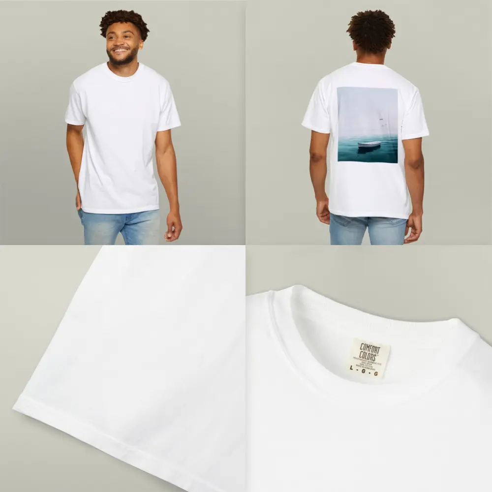 White Rowboat Floating Calm Teal Ocean – T-Shirts