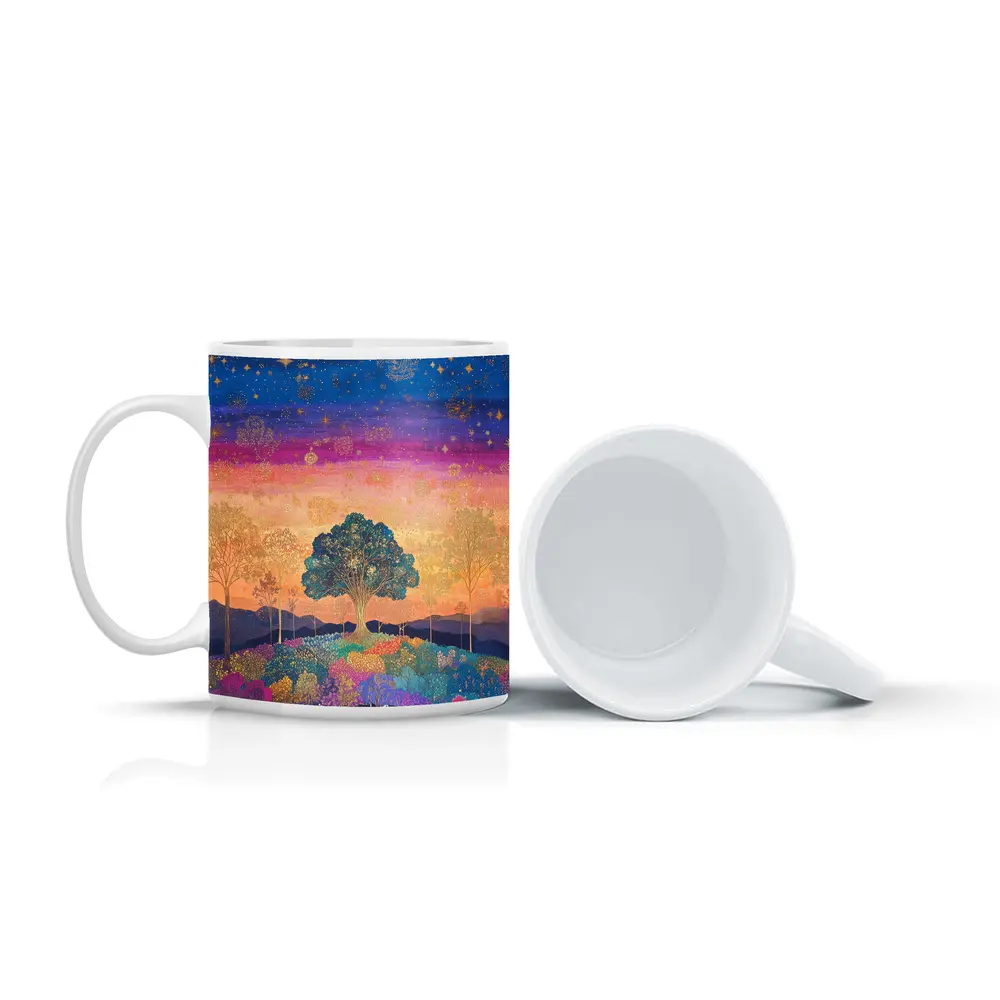 Magical Tree Starry Night Colorful Landscape Art – Mugs