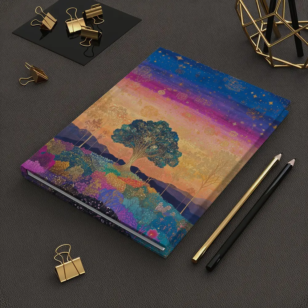 Magical Tree Starry Night Colorful Landscape Art – Notebooks