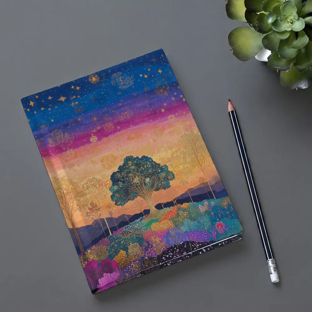 Magical Tree Starry Night Colorful Landscape Art – Notebooks