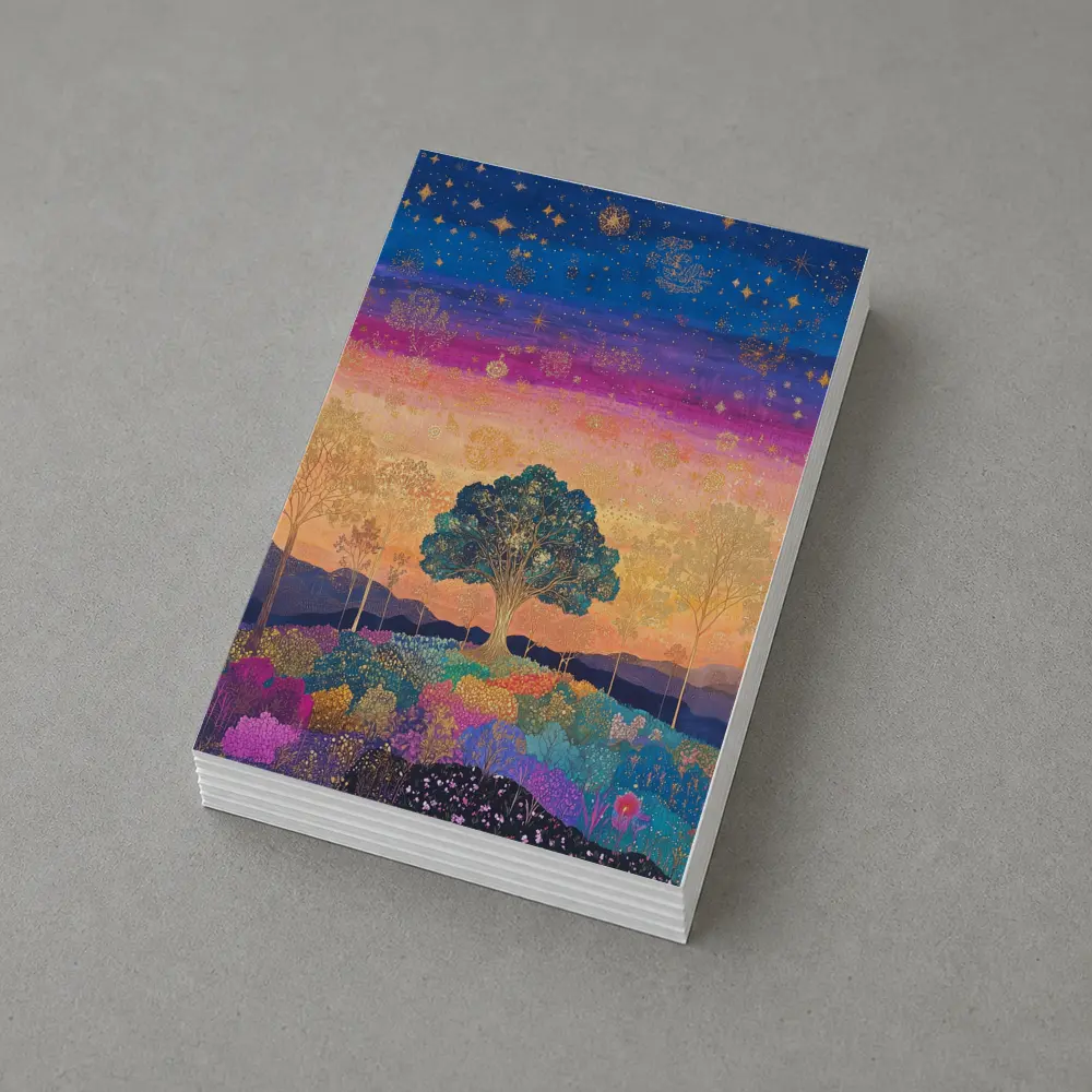 Magical Tree Starry Night Colorful Landscape Art – Postcards