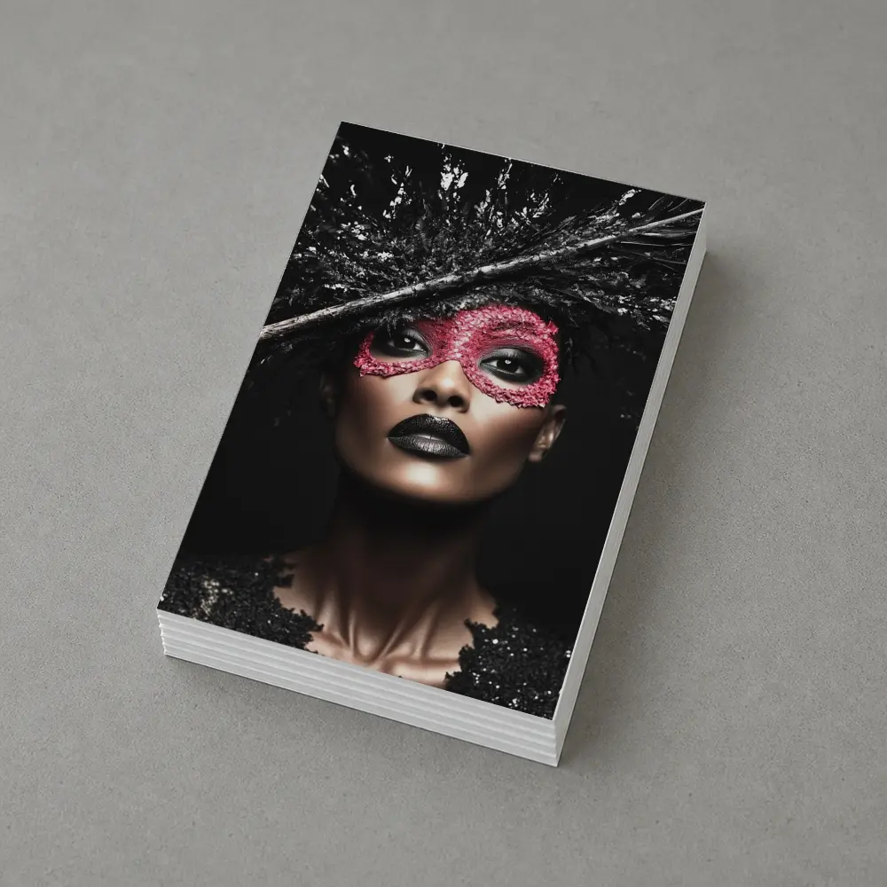 Dark Fashion Portrait Woman Pink Masquerade Mask – Postcards