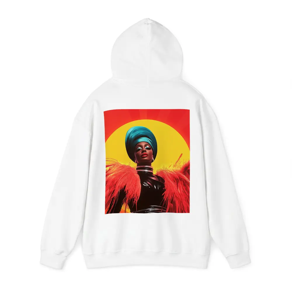 Bold Pop Art Woman Teal Turban Red Sun – Hoodies