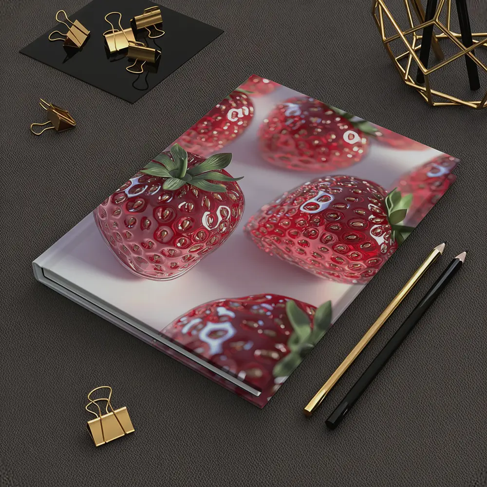 Glass Strawberries Shiny Red on White – Notebooks
